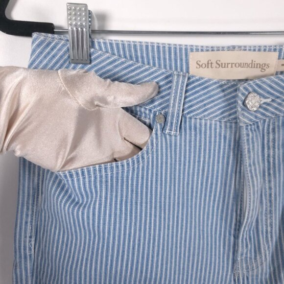 NWT Soft Surroundings Jeans BlueWhite Striped Straight Leg Denim Railroad Size 8 - Picture 4 of 14